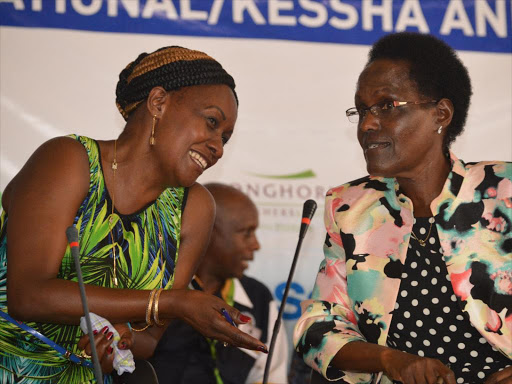 Teachers Service Commission CEO Nancy Macharia and chairperson Lydia Nzomo on August 21 last year / JOHN CHESOLI