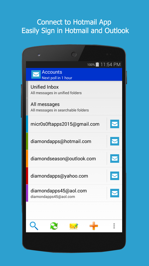 Android application Connect to Hotmail Outlook App screenshort