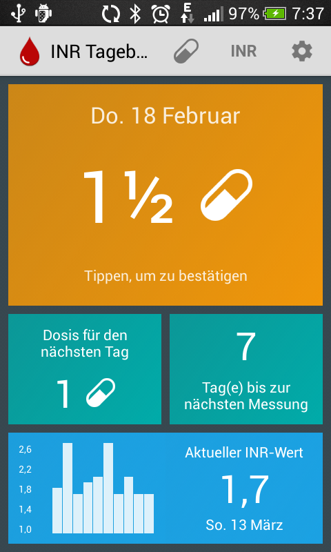 Android application INR Diary screenshort