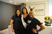 Dr Claudia Do Vale founder of the Queer Wellness Centre, Miss South Africa  Sasha-Lee Olivier  and Thami Dish. 