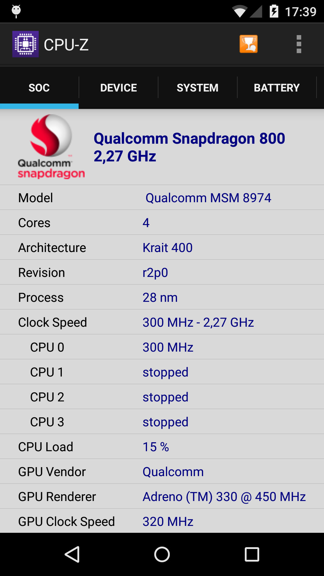 Android application CPU-Z screenshort