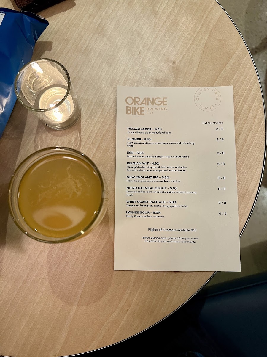 Gluten-Free Beer at Orange Bike Brewing Company