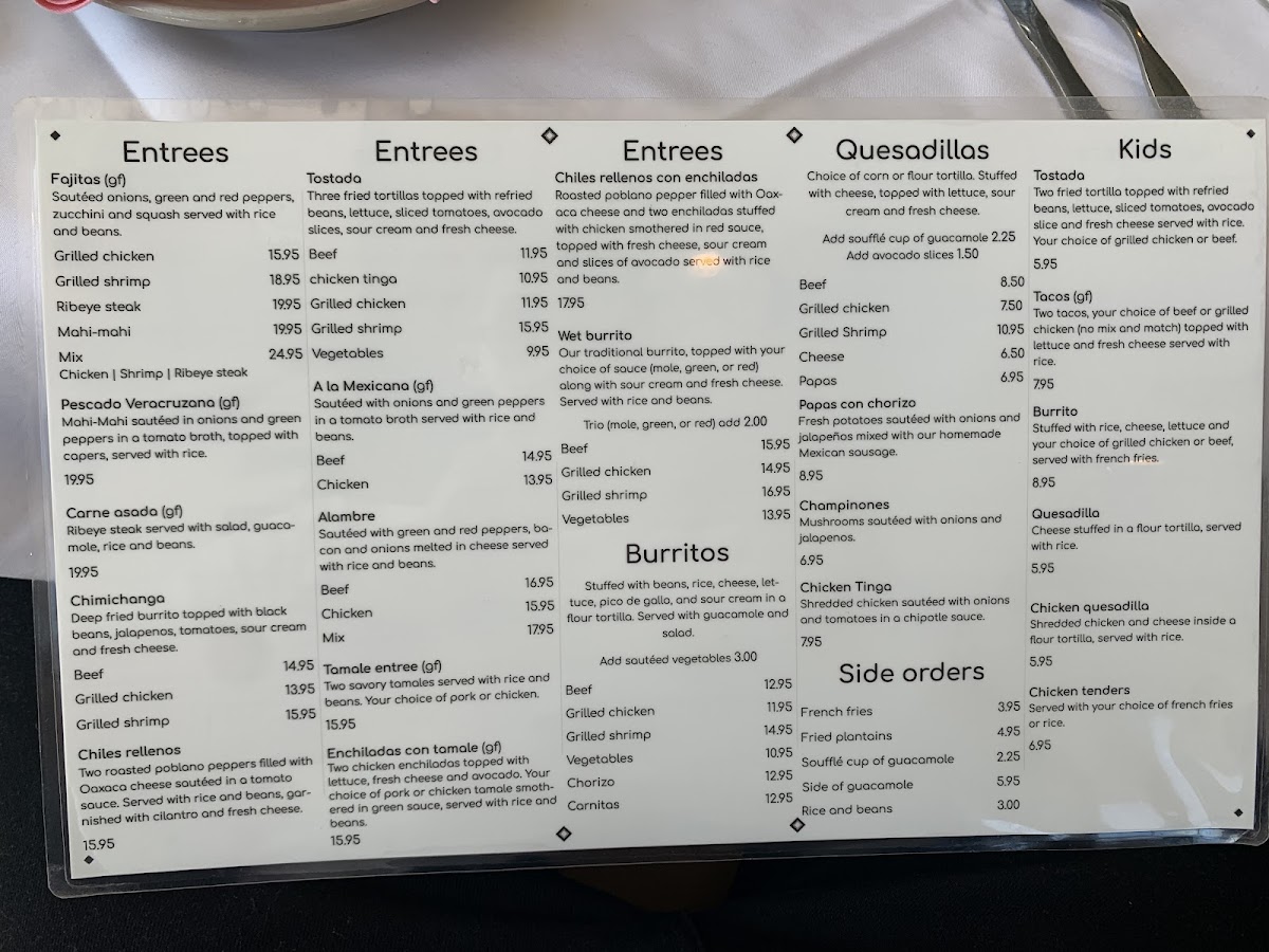 menu