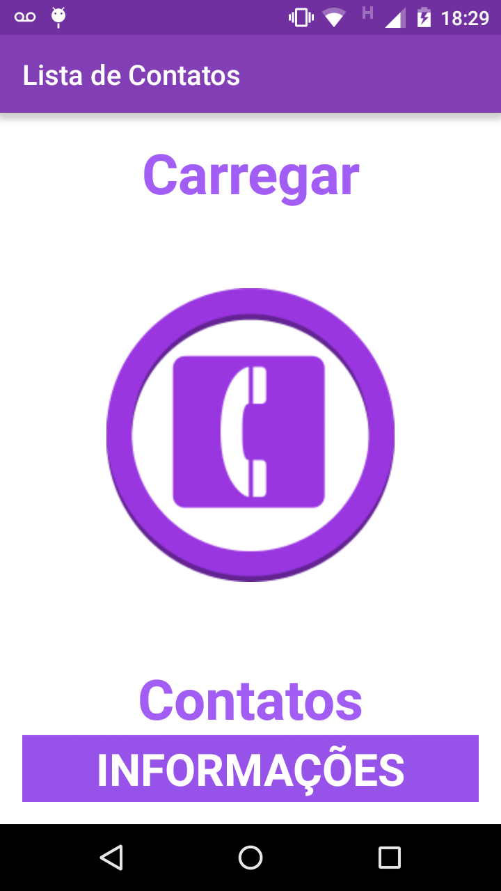 Android application Lista de Contatos screenshort