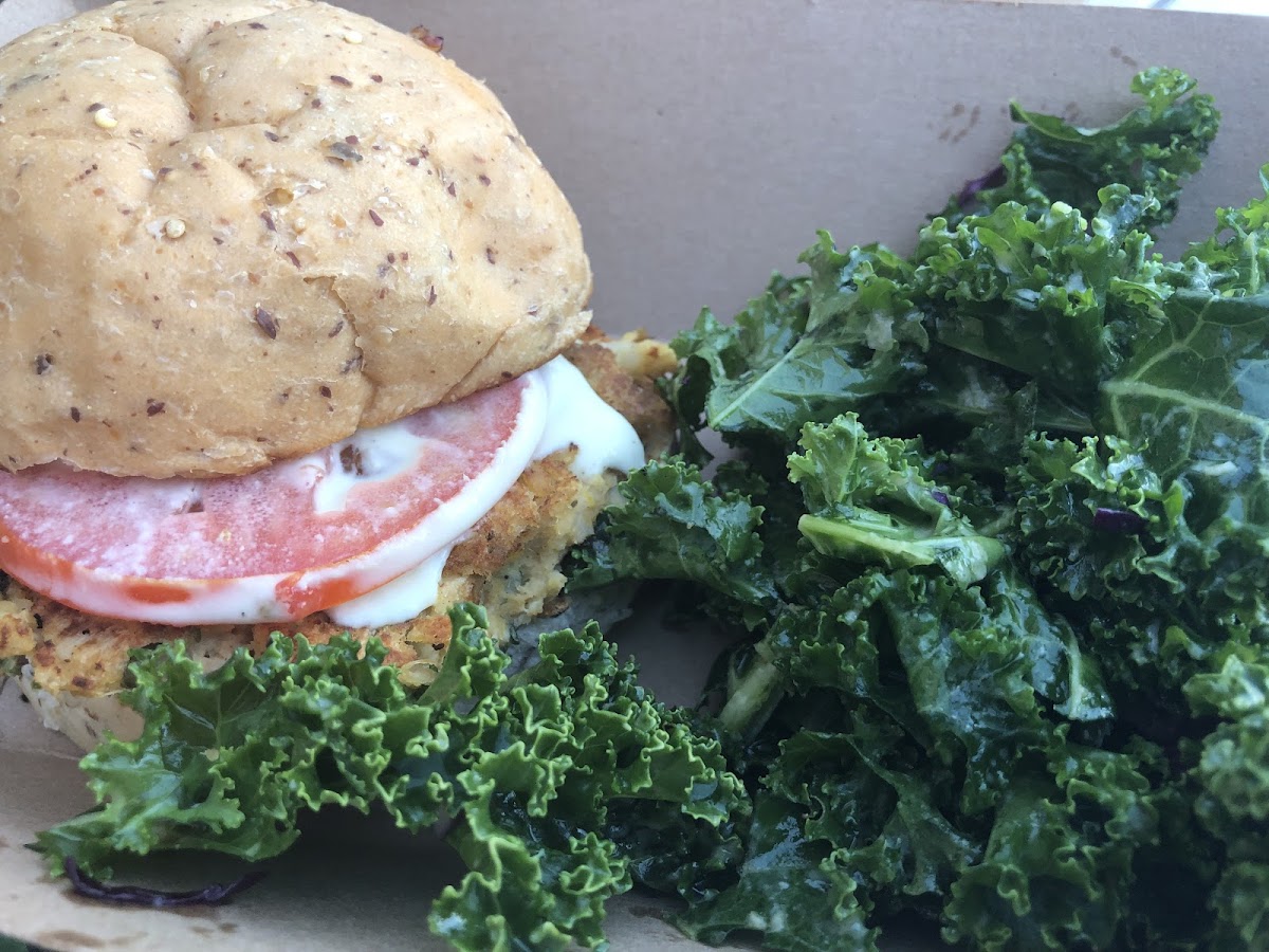 CRAB CAKE sandwich 
Served with side kale salad