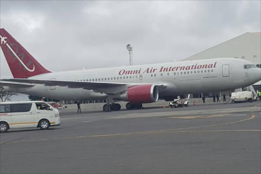 American airplane carrying Kenyan deportees when it arrived on Friday Morning at the JKIA./THE STAR