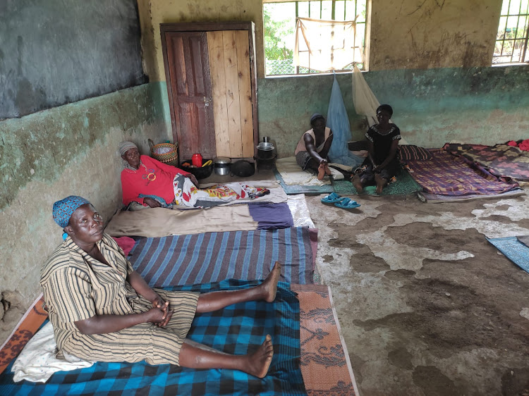 Flood victims at Nyamasao Rescue Camp in Kakola Ombaka Nyando sub county on April 13, 2024