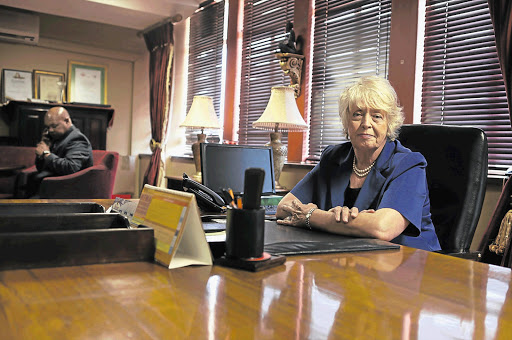 Annette Combrink, the new DA mayor of Tlokwe Municipality, at the mayoral desk. File photo.
