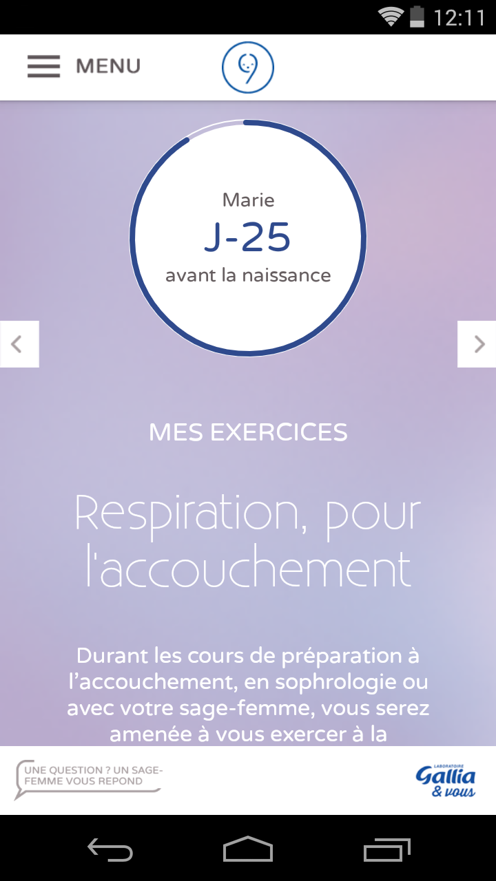 Android application 9mois&moi Conseils Grossesse Allaitement screenshort