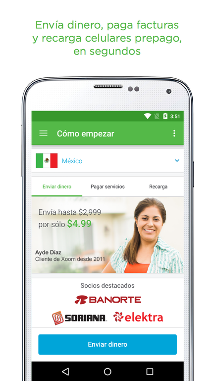 Android application Xoom Money Transfer screenshort