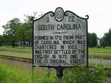 NORTH CAROLINA / Colonized, 1585-87, by first English settlers in America; permanently settled c. 1650; first to vote readiness for independence, Apr. 12, 1776 b/w SOUTH CAROLINA / Formed in 1712...