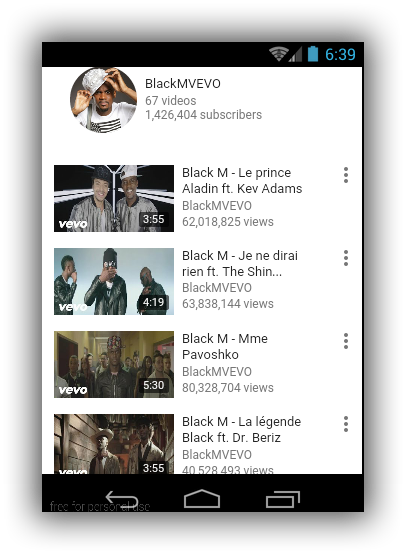 Android application Black M Aladin Songs Lyrics screenshort