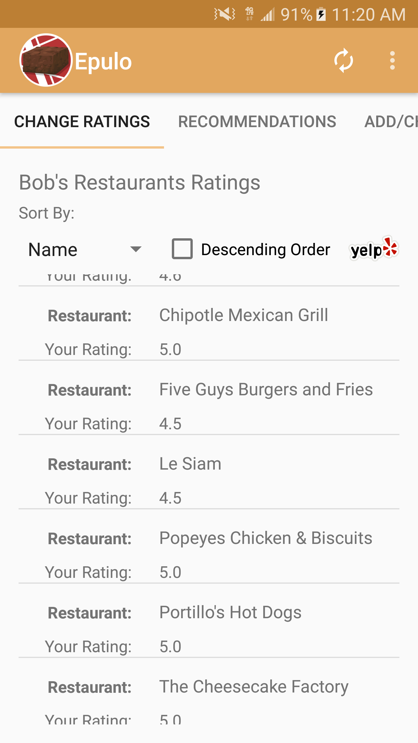 Android application Epulo- Restaurant Recomender screenshort