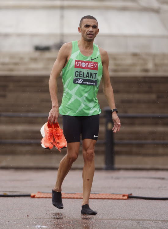 South Africa's Elroy Gelant after retiring from the elite men's race .