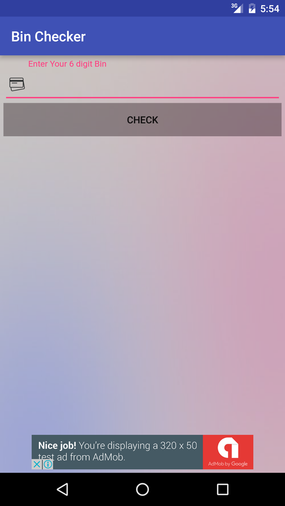 Android application Bin Checker screenshort