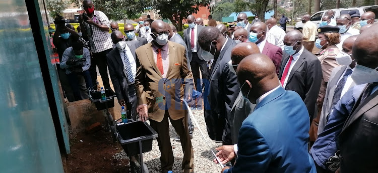 Education CS George Magogha inspects facilities at Kisii National Polytechnic on Tuesday, August 25, 2020. He said some cartels were pushing for the reopening of schools.