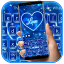 ダウンロード Neon Blue Love Heart Keyboard Theme をインストールする 最新 APK ダウンローダ