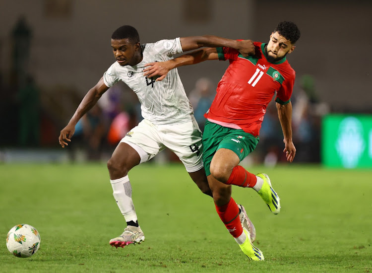 SA's Teboho Mokoena in Action with Morocco's Ismael Salbarl during their game at Afcon in Ivory Coast.