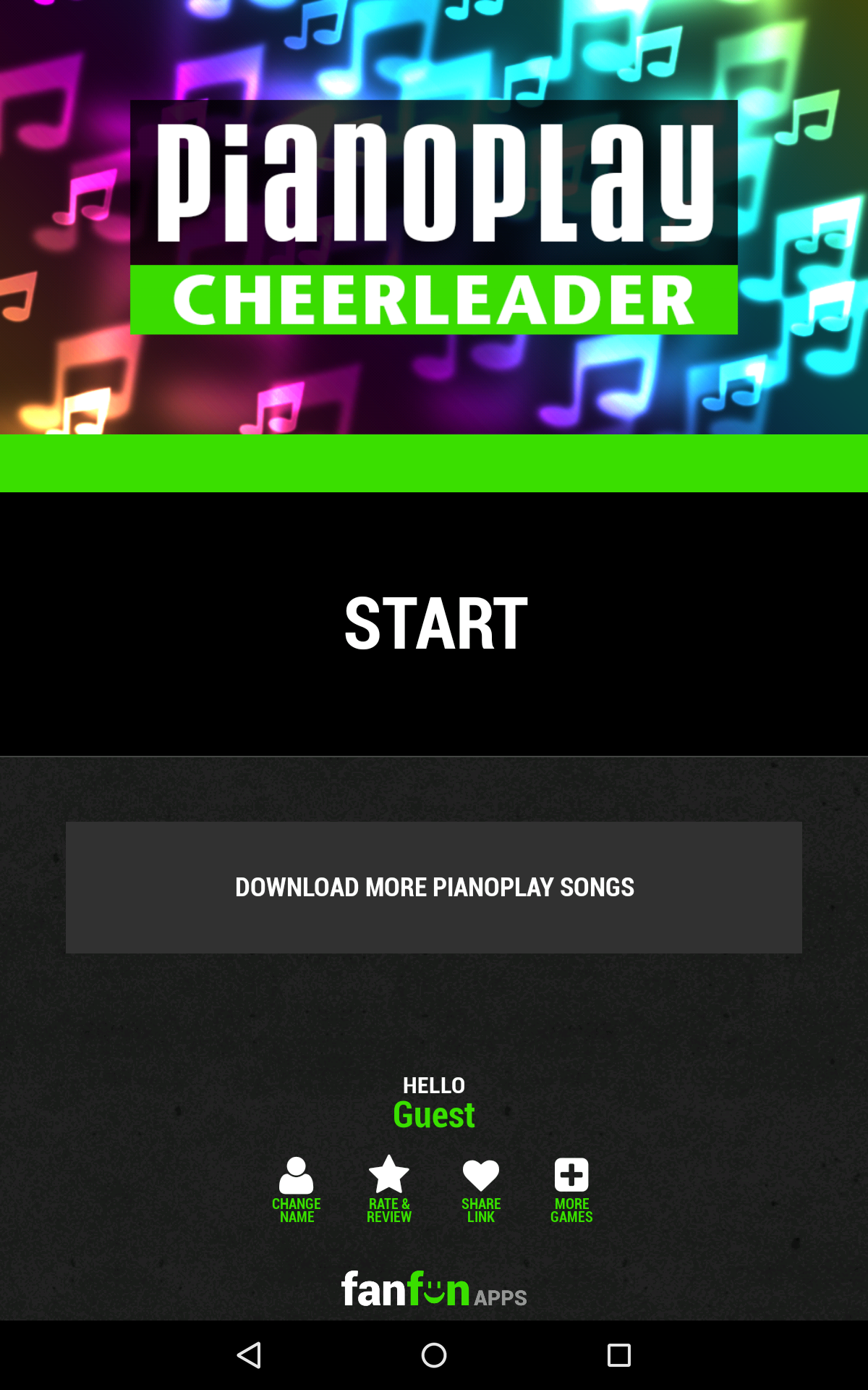 Android application "Cheerleader" PianoPlay screenshort