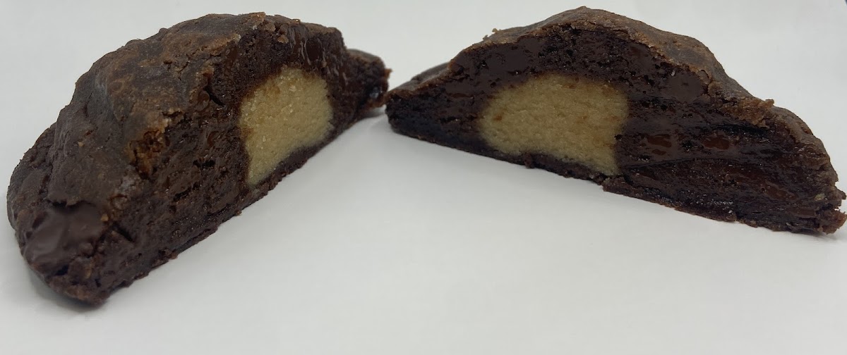 Chocolate Chip Brownie Cookie 1/2 Pound Cookie Dough Stuffed - no top 9 allergen ingredients, gluten free and vegan