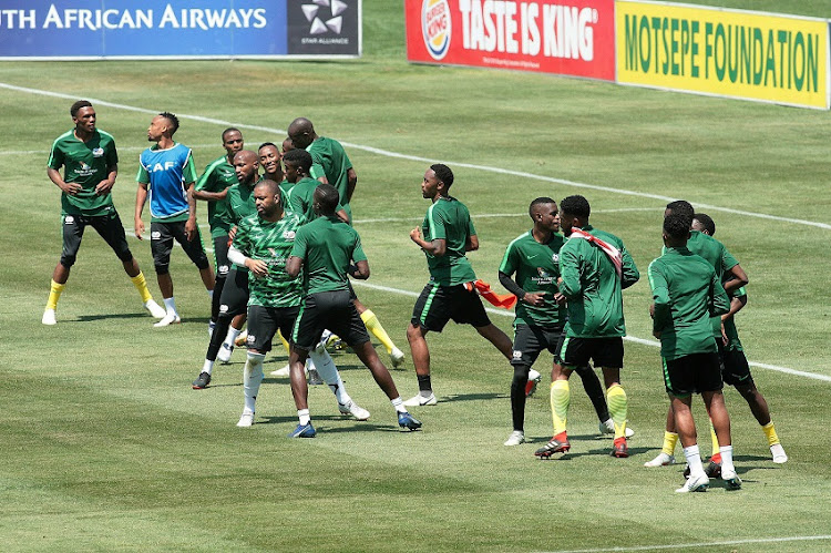 Bafana Bafana during the training session in preparation for the 2019 AFCON qualifier clash against Seychelles. The first leg match will take place at FNB Stadium on Saturday.