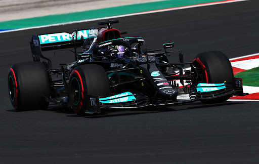 Lewis Hamilton on track during practice ahead of the F1 Grand Prix of Turkey at Intercity Istanbul Park on October 8, 2021 in Istanbul.