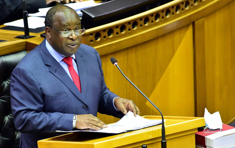 Finance minister Tito Mbowen present his 2021 budget in Parliament, Cape Town on February 24 2021. Picture: GCIS/ELMOND JIYANE