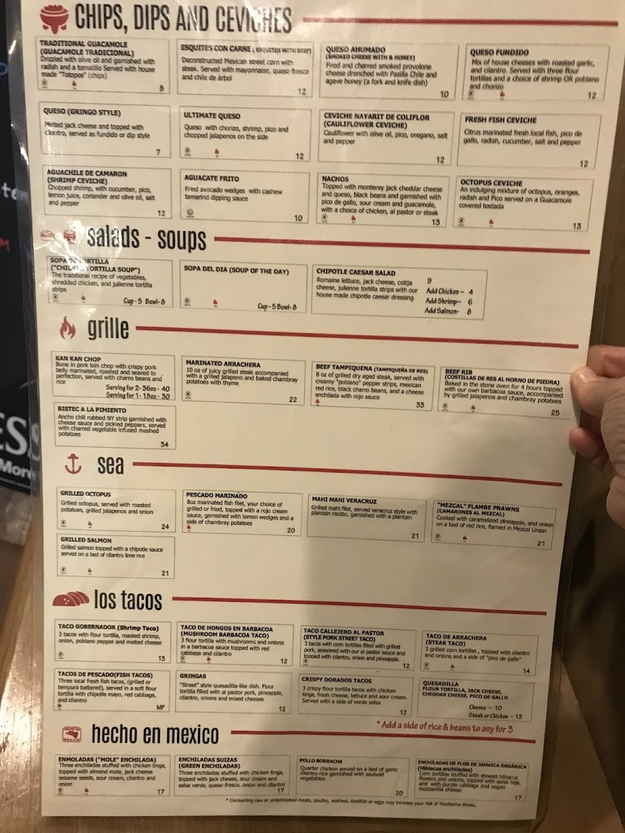 Roca Roja Cantina gluten-free menu