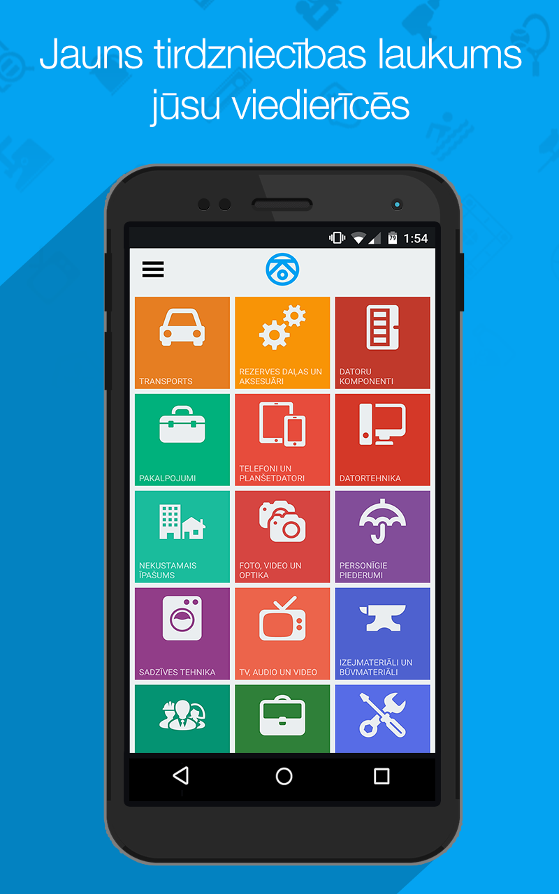 Android application KOMERSA bezmaksas sludinājumi screenshort