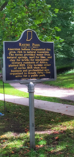 Ravine Park American Indians frequented this area, rich in natural resources. The ravine provided water from natural springs, marl for lime, and  clay for bricks for nineteenth- century residents...
