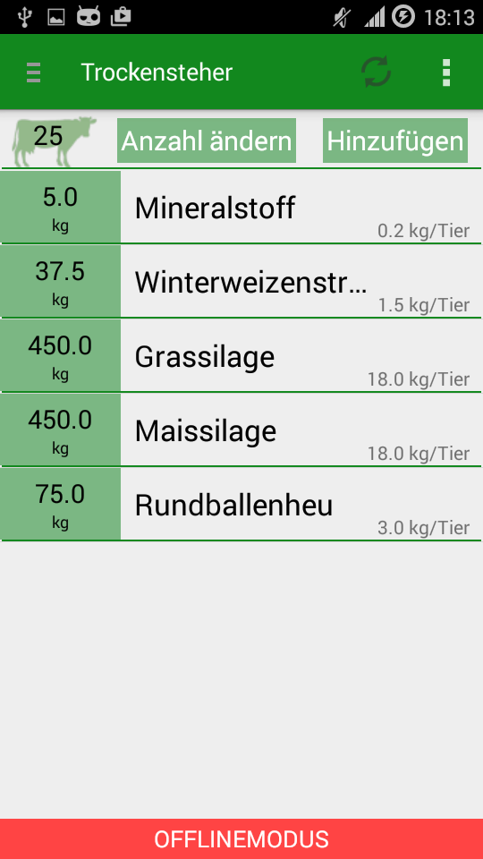 Android application FeedSync - Der Futterberechner screenshort