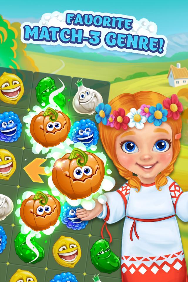 Android application Funny Farm match 3 Puzzle game! screenshort