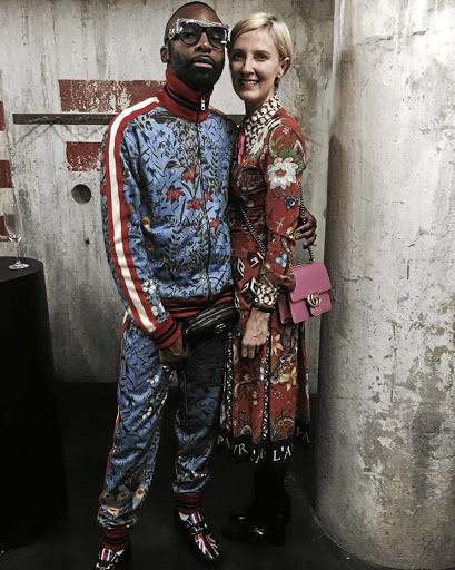 Ricky Rick and Elena Brundyn dress in Gucci at the fashion house's party at the opening of Zeitz MOCAA in Cape Town.