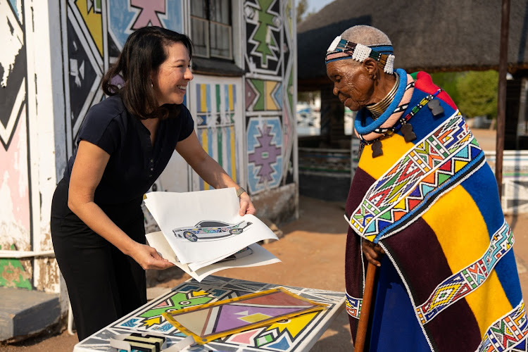 BMW's Stella Clarke with Esther Mahlangu. Picture: SUPPLIED.