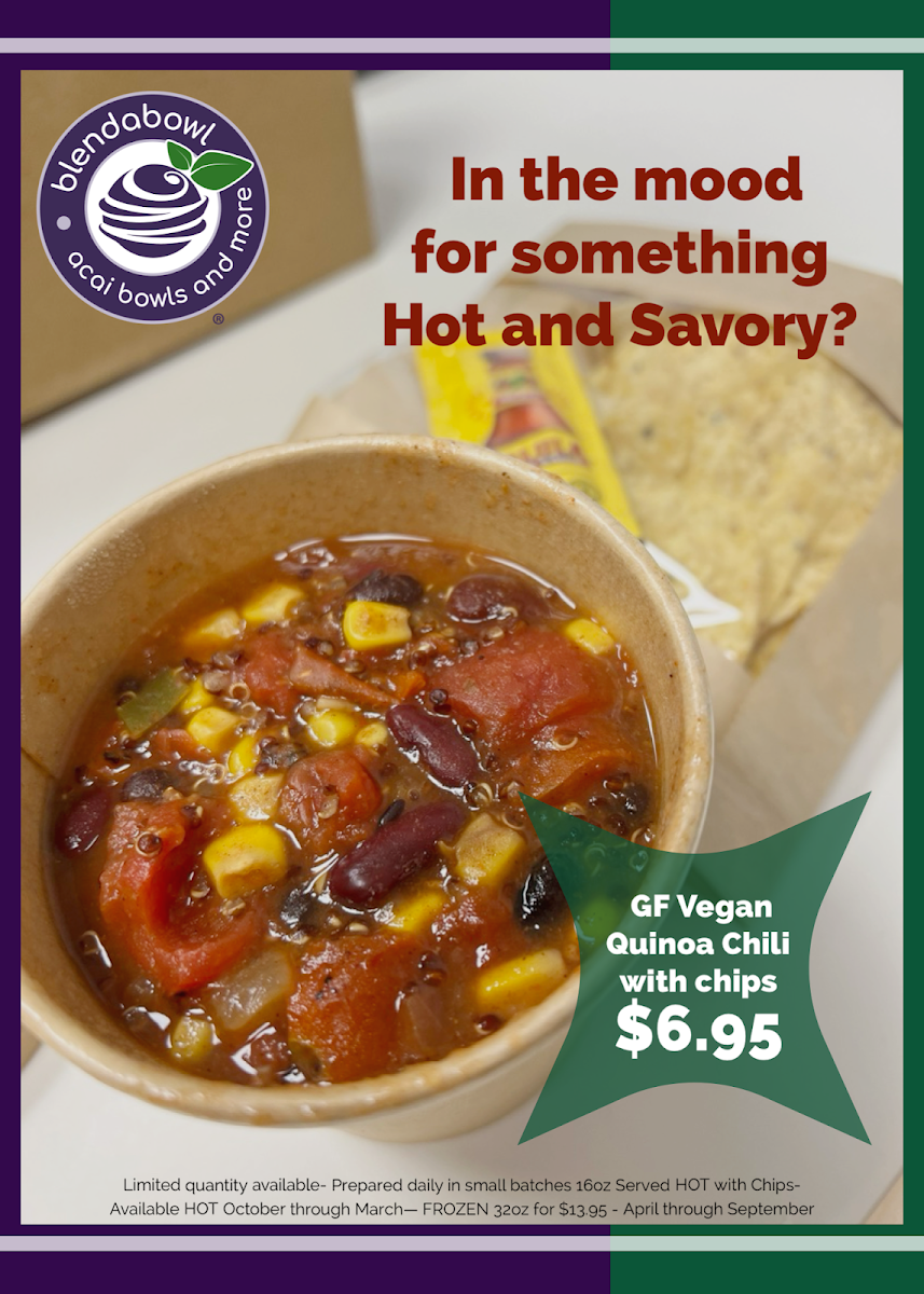 Chili is being served HOT now through April!