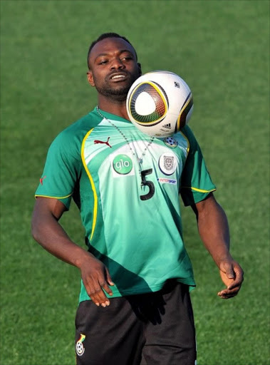 Ghana's defender John Mensah controls the ball during a training session at Mogwase stadium in Mogwase, north of Rustenburg, on June 10, 2010 ahead of the start of the 2010 World Cup football tournament. Picture credit: http://www.ghanafa.org