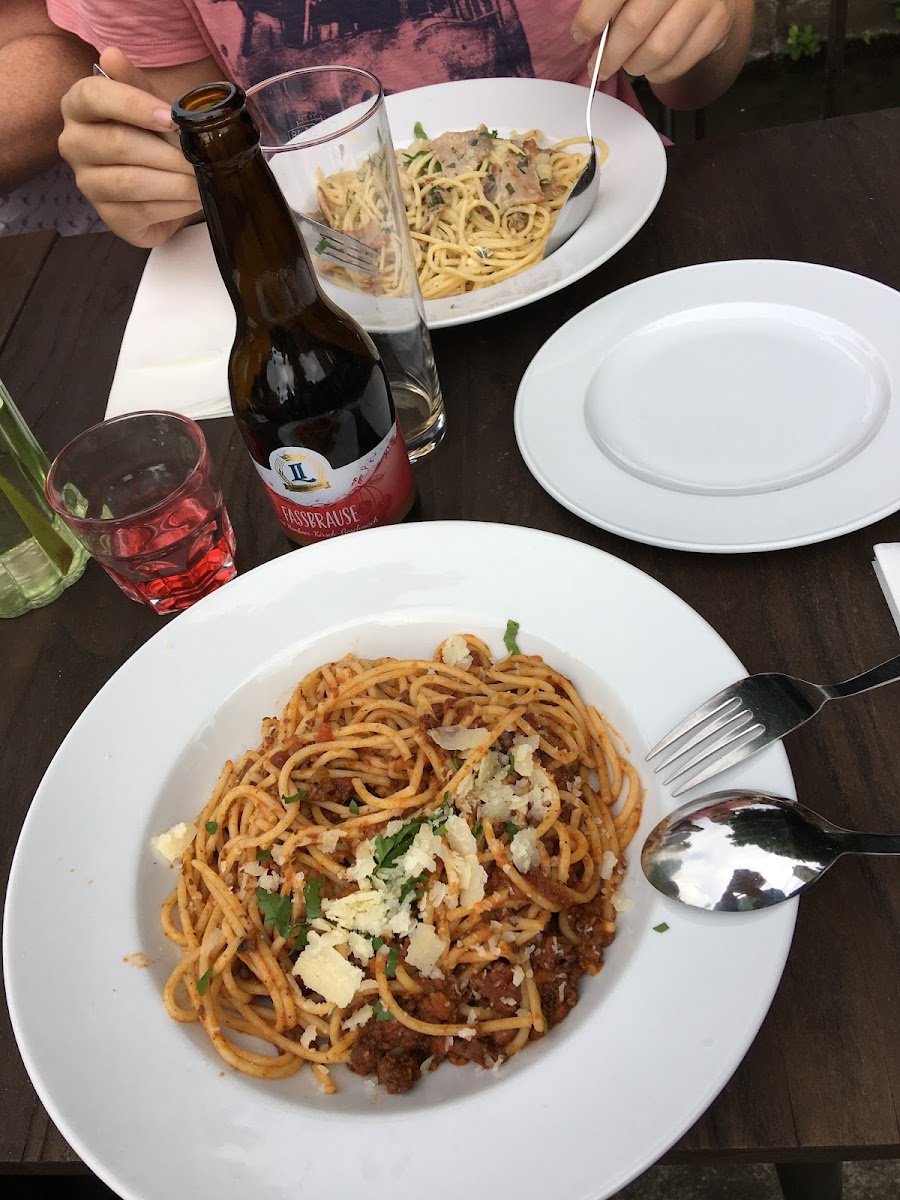 Gluten free pasta: Bolognese and Carbonara