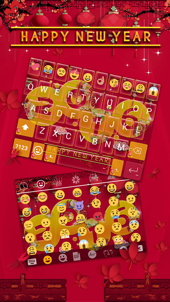 Android application Happy New Year Emoji Keyboard screenshort
