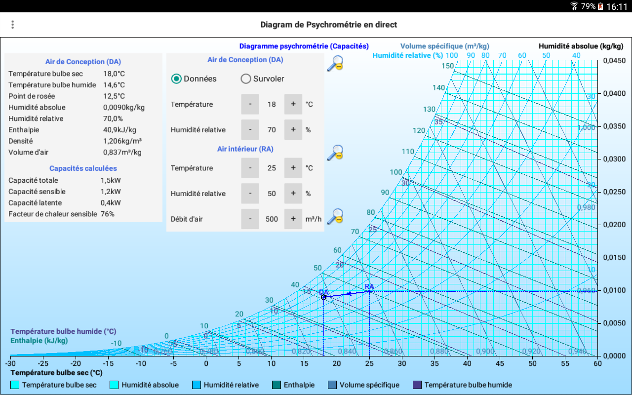 Android application Living Psychrometrics screenshort