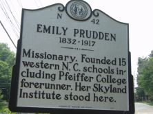 Missionary. Founded 15 western N.C. schools including Pfeiffer College forerunner. Her Skyland Institute stood here.Plaque via North Carolina Highway Historical Marker Program, and is used with...