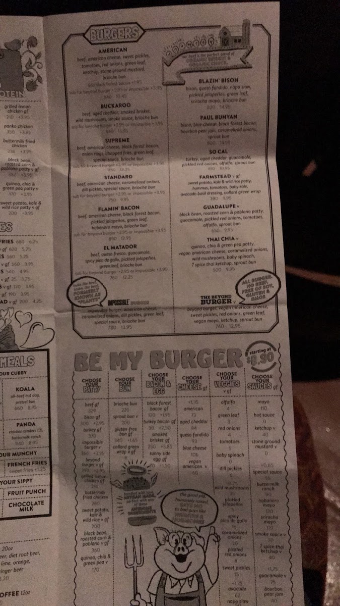 Bareburger gluten-free menu