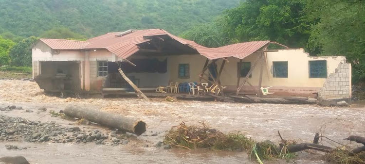 A church house belonging to ACK in in Entasopia in Kajiado West was damaged by the raging floods on Wednesday, May 1, 2024.