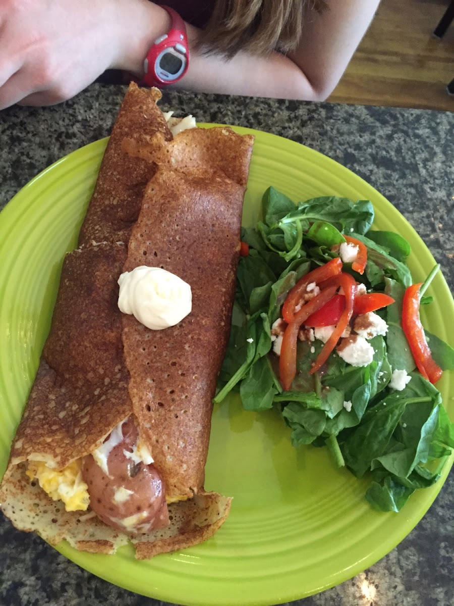 Breakfast crepe - bacon hash