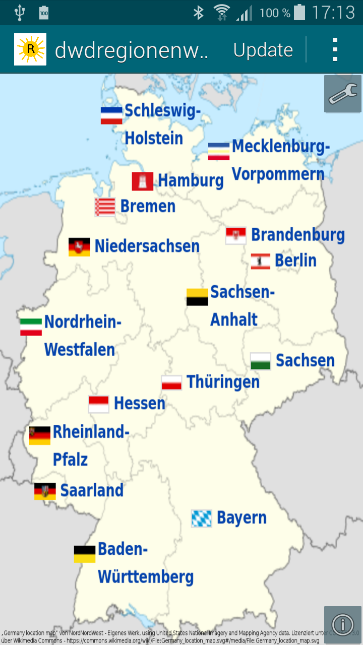 Android application DWD RegionenWetter Deutschland screenshort