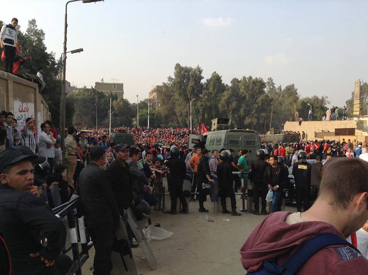 There was a big police presence, as fans crowded to enter the Arab Contractors Stadium in Cairo for the second leg of the 2013 Caf Champions League final between Al Ahly and Orlando Pirates.