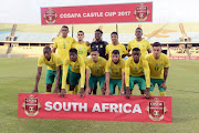 South Africa team during the COSAFA Cup quarter final match between Bafana Bafana and Tanzania at Royal Bafokeng Stadium on July 02, 2017 in Rustenburg, South Africa. 