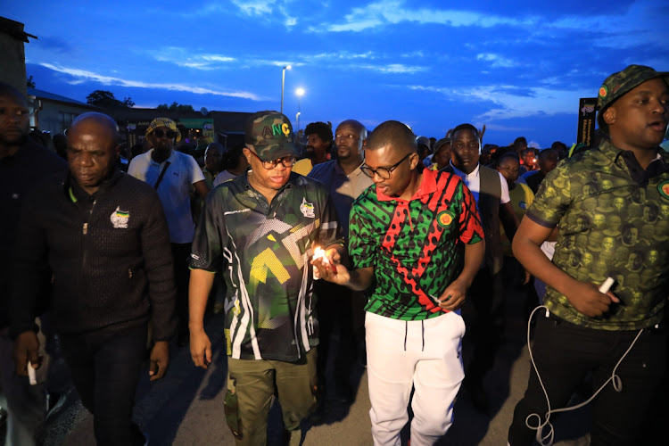 ANC secretary-general Fikile Mbalula and ANC Youth League leader Collen Malatji led the charge against crime in Mjindi in Barberton on Wednesday.