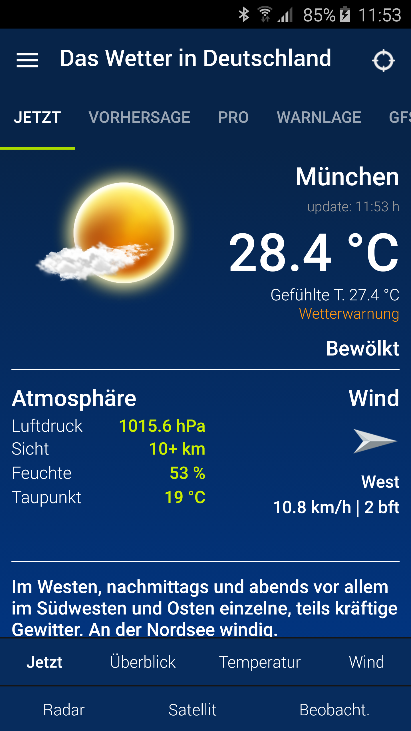 Android application The Weather in Germany: Radar, weather warnings screenshort