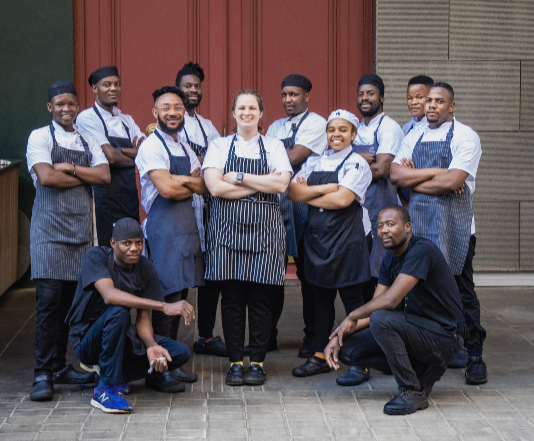 The Shortmarket Club team led by executive chef Taryn Smith, centre.
