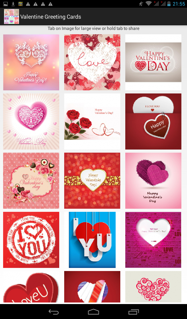 Android application Valentine Greeting Cards screenshort